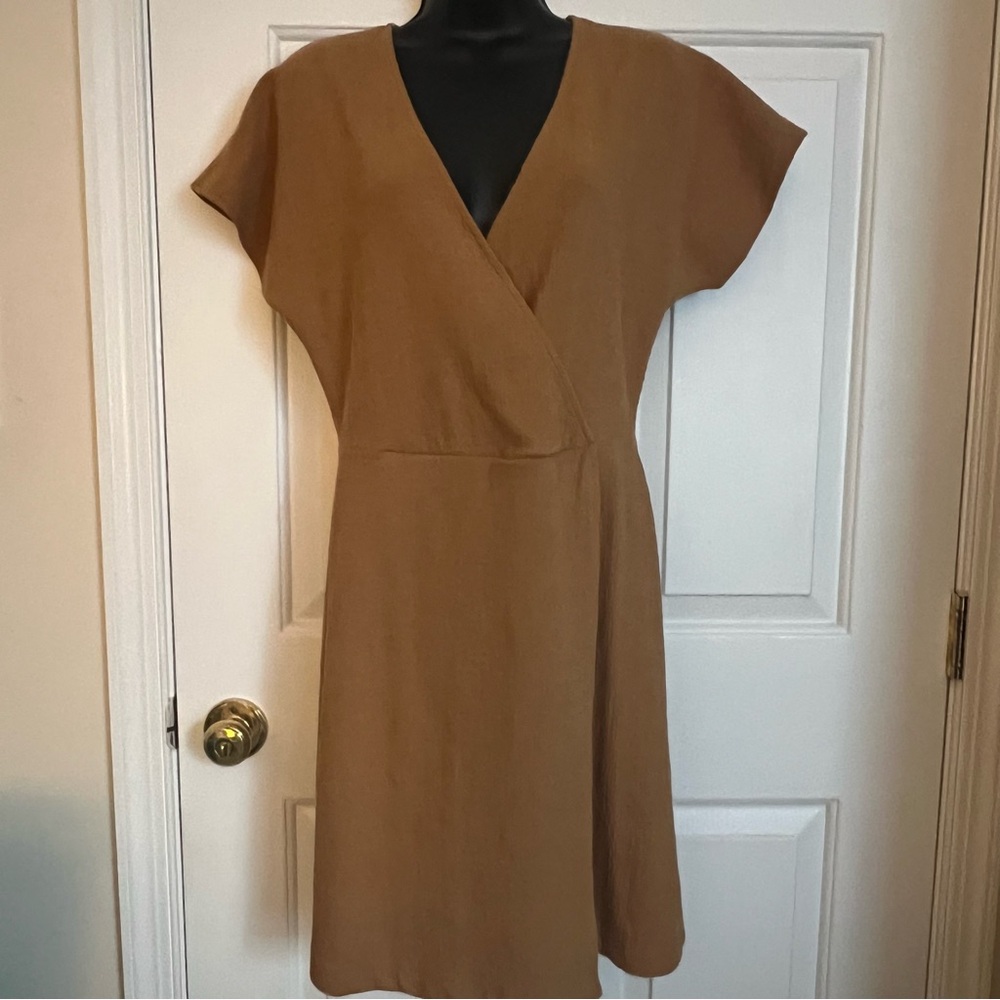 Madewell Camel Wrap Mini Dress